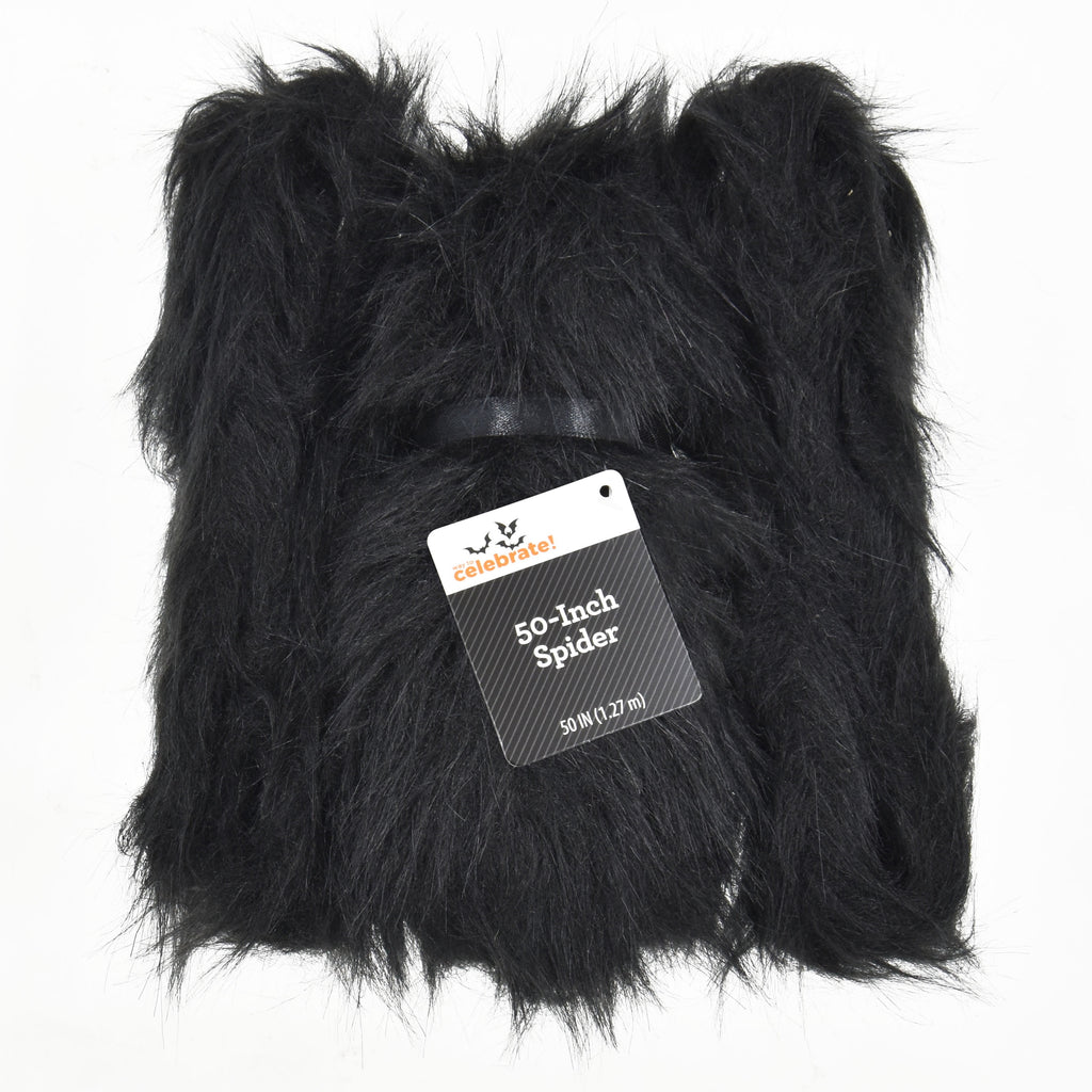 Furry Spider Decoration, Black, 50", Halloween by Way To Celebrate