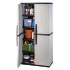Gray Plastic Garage Storage Cabinet 35 in W x 71 in H x 18 in D, 4 Adjustable Shelves - 2025 Model