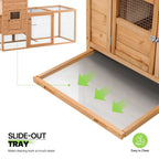 Magshion 2-Tier Chicken Coop With Nesting Box, 80 Inch Wooden Rabbit Hutch - Natural