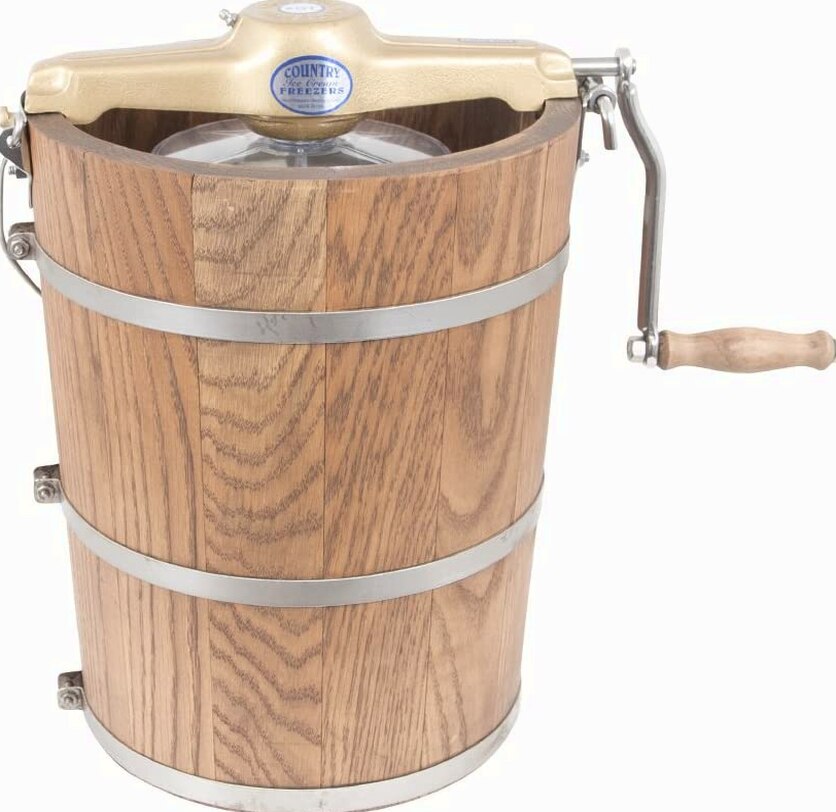 6 qt Country Ice Cream Maker With Classic Wooden Tub - Hand Crank