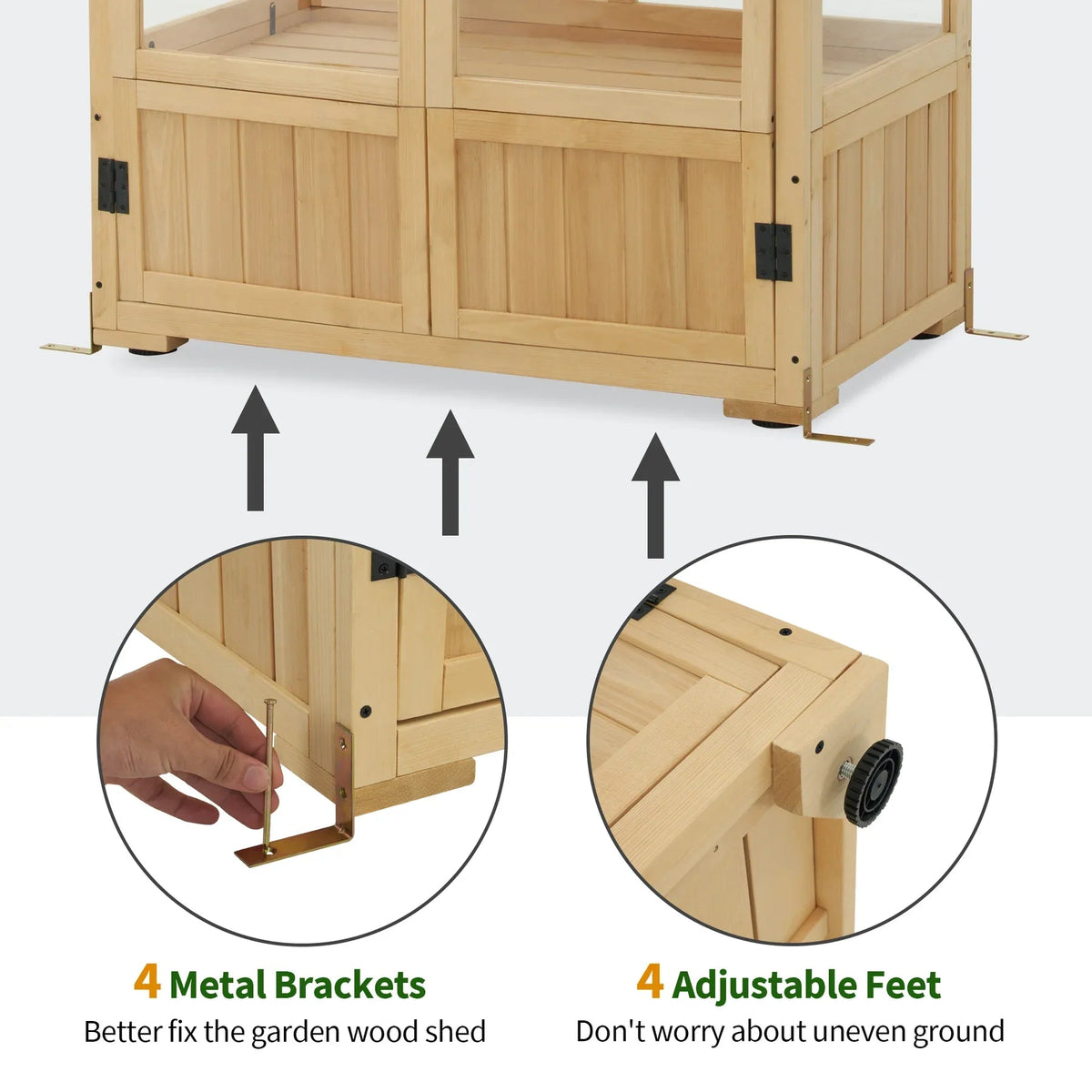 MCombo Cold Frame Greenhouse Cabinet, 3 Tier, 35.4" x 21.3" x 70.1", Fir Wood - 0847