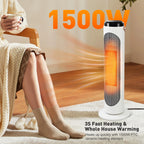 PTC Oscillating Ceramic Space Heater 1500W With Remote And 24-Hour Timer - White