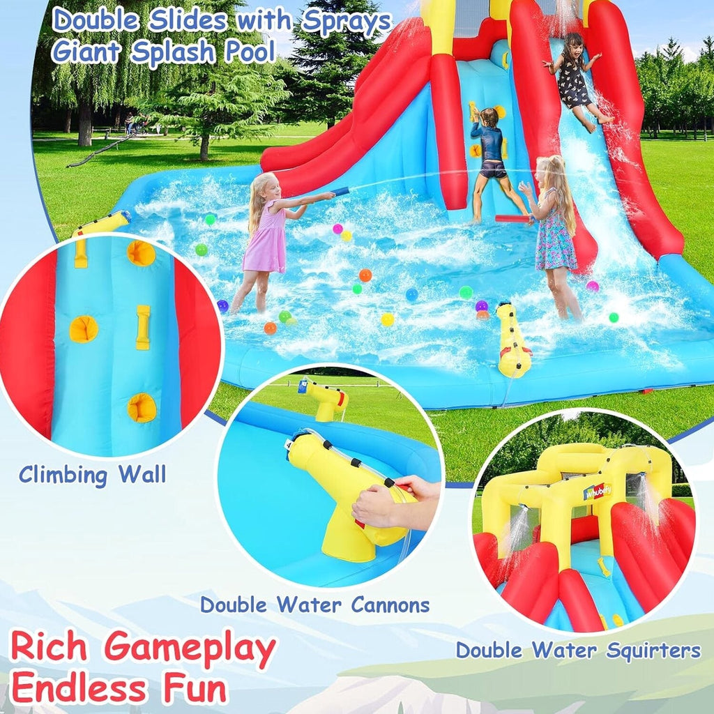 ROOJER 8-in-1 Kids Inflatable Bounce House Water Park With 450W Blower, 2 Water Cannons, Crocodile Sprinkler - B0C2HLK2R4