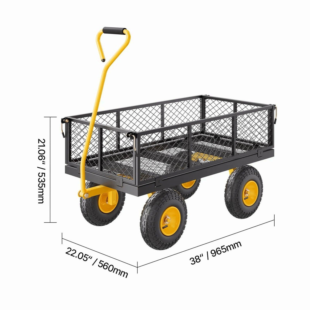 KFFKFF Steel Garden Utility Cart 900 Lbs, 38 x 22 in, 10 in Wheels, Green - V900G