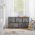 mDesign Wide Storage Dresser With 5 Removable Fabric Drawers - Dark Gray