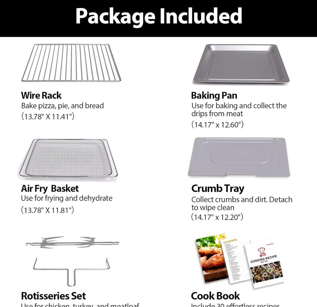 Beelicious Air Fryer Oven Combo, 32QT, 19-in-1, Black - BAF-802
