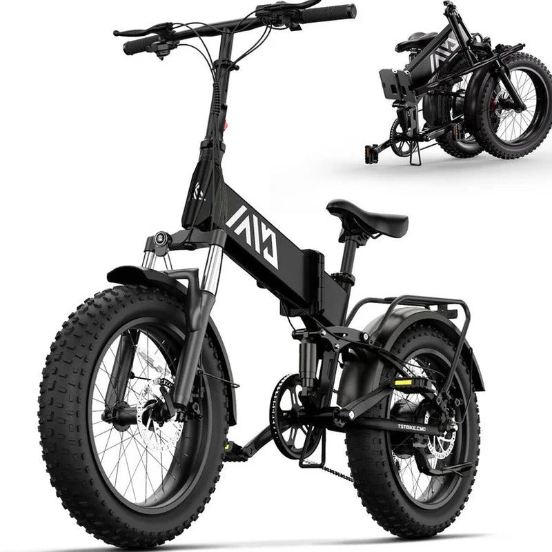 TST 4.0 Fat Tire Foldable Electric Bike, 48V 13Ah, 750W, 20 inch, Black