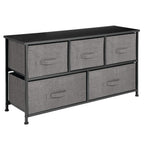 mDesign Wide Storage Dresser With 5 Removable Fabric Drawers - Dark Gray