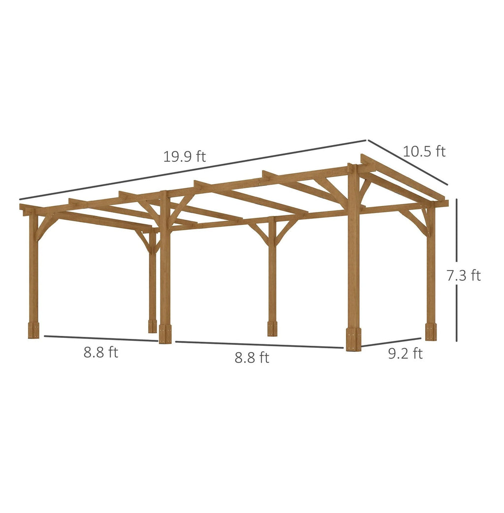 Wood Pergola 20 x 10 ft Dark Brown