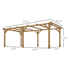 Wood Pergola 20 x 10 ft Dark Brown