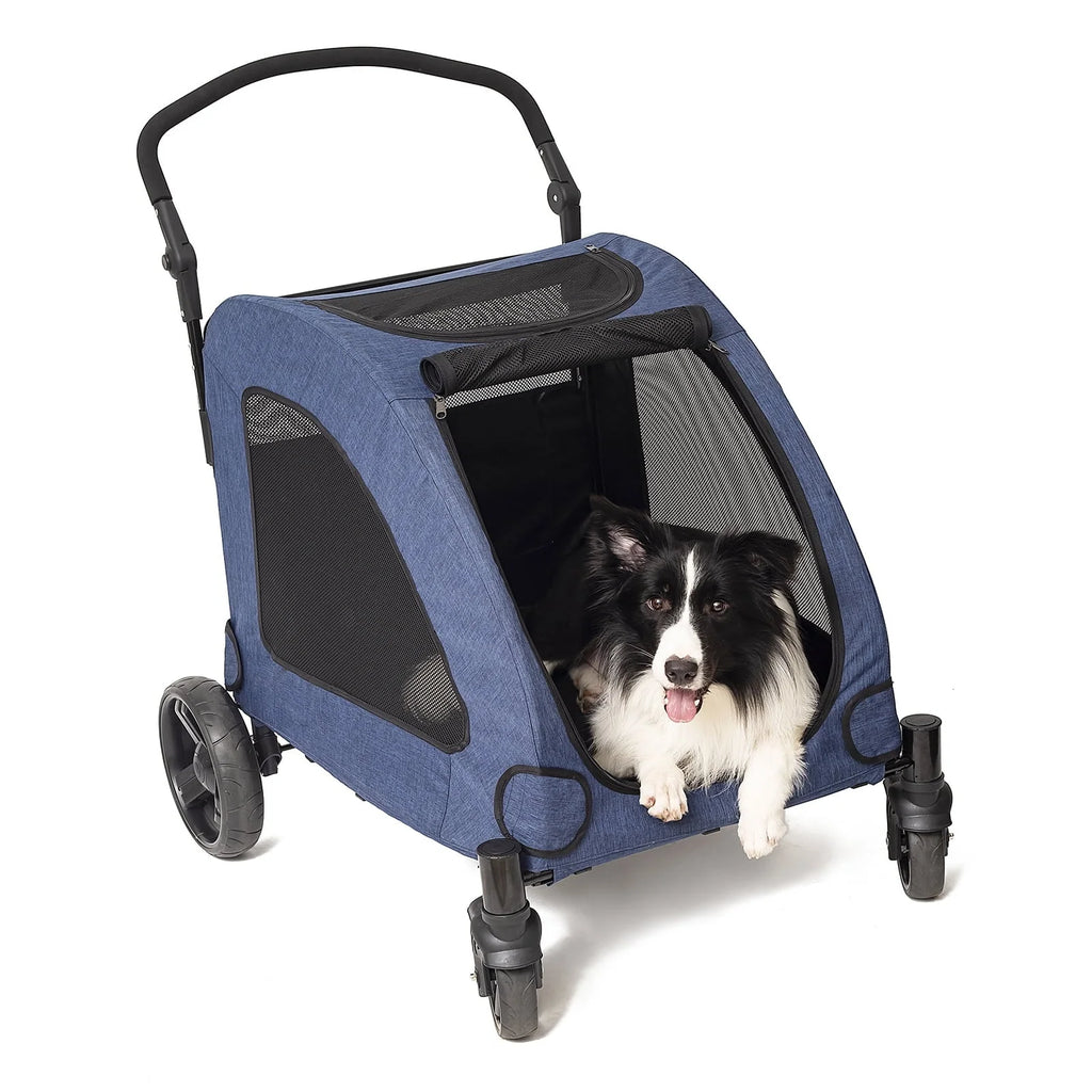 Tikysky 4-Wheel Pet Stroller for Medium and Large Dogs and Cats - Blue