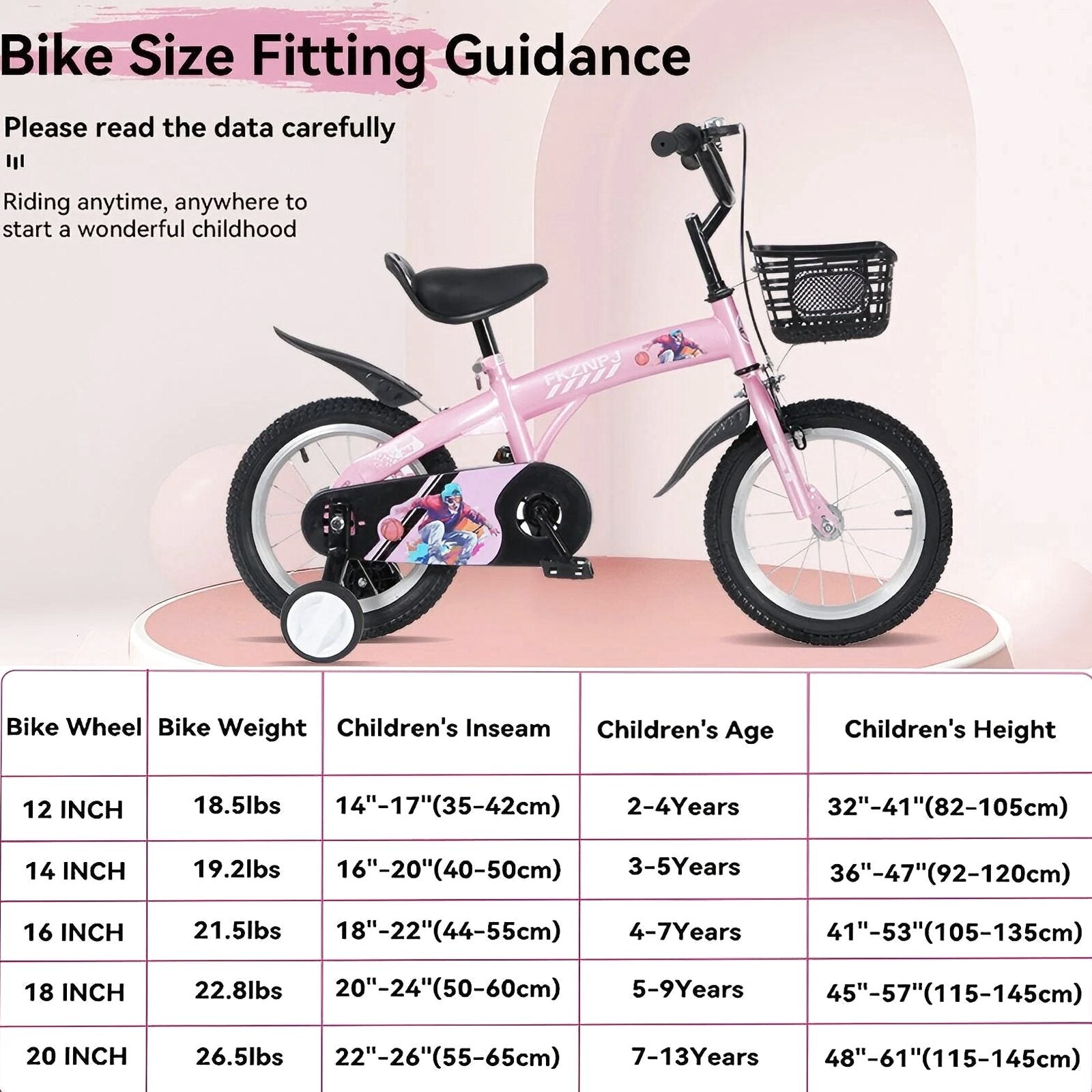 Baprem Girls' Bicycle, 18 Inch, Pink - Single Speed