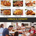 GVJMTKP Air Fryer 1700W 6.9 Quart With Digital Display And Nonstick Basket - Black