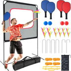 Slsy Portable Pickleball Set With Net, 4 Paddles, 4 Outdoor Pickleballs And 12 Birdies