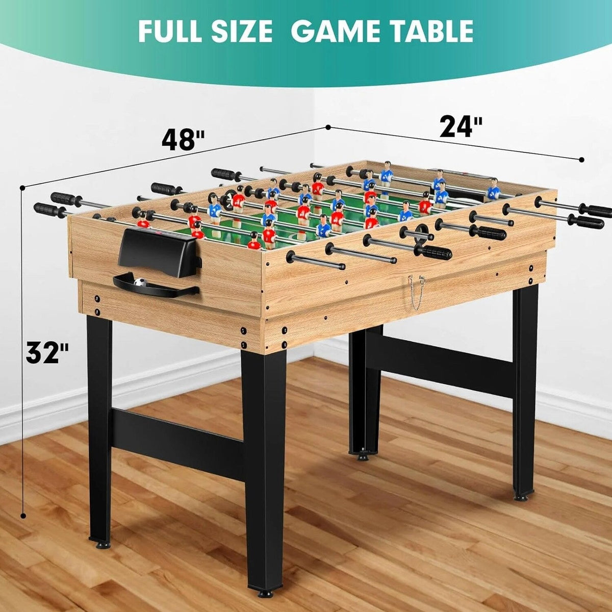 Rioloiuy 12-in-1 Combo Game Table, 48 x 24 x 26.5 inch, Wood-1