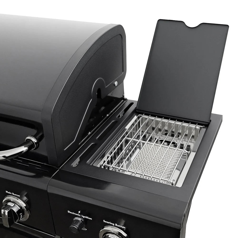 Kenmore 4-Burner Smart Gas Grill With Side Searing Burner, Black With Chrome Accents