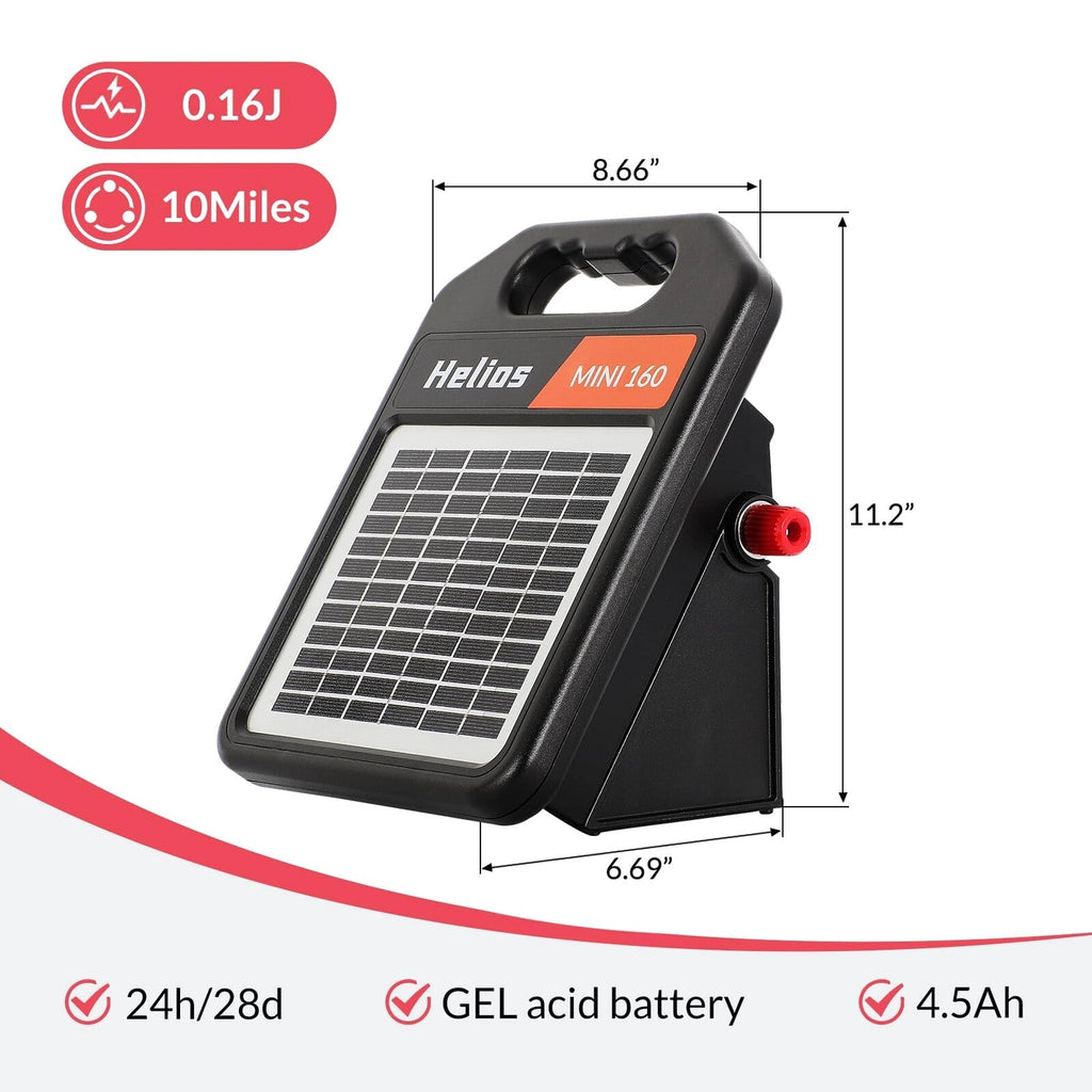 ANDMON Solar Electric Fence Charger, 10 Miles, 0.16J, Day/Night Mode - MINI160