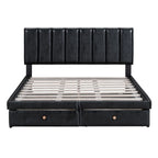 Roomfitters Full Size Upholstered Platform Bed With Hydraulic Storage System, 2 Drawers, Black - 78in L x 60.6in W x 37.8in H