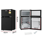 Devanti 80L Compact Black Bar Fridge With 25L Chiller Compartment
