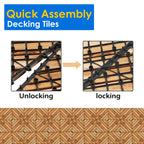 TrumanPick 27 PCS Interlocking Acacia Wood Deck Tiles, 12 in L x 12 in W, Brown Diagonal