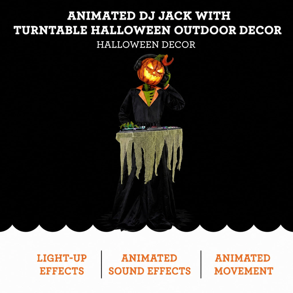 Way To Celebrate Animated DJ Jack with Turntable Halloween Outdoor Decor, 72 in