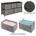 mDesign Wide Storage Dresser With 5 Removable Fabric Drawers - Dark Gray