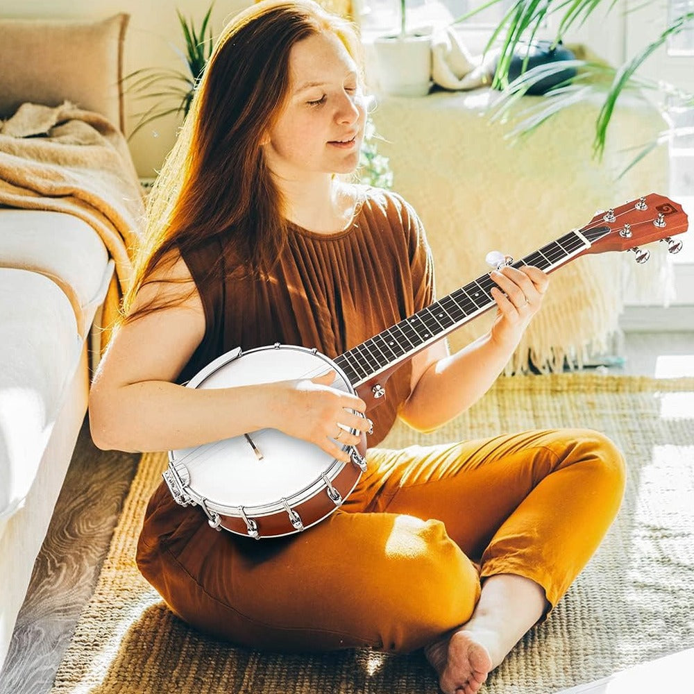 Vangoa 26 Inch Mini Travel Banjo With Remo Head And Beginner Kit