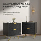 RSJIWOGZ Black Nightstand With 2 Drawers 17.7 in W