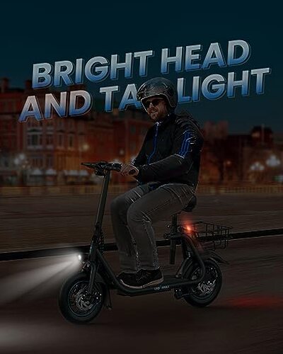 URBANMAX Electric Scooter With Seat, 450W, 22 Miles, Black - C1