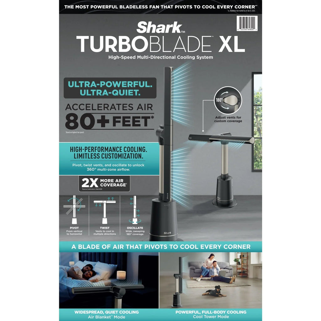 Shark TurboBlade XL Bladeless Tower Fan 180 Oscillation Charcoal - TF200