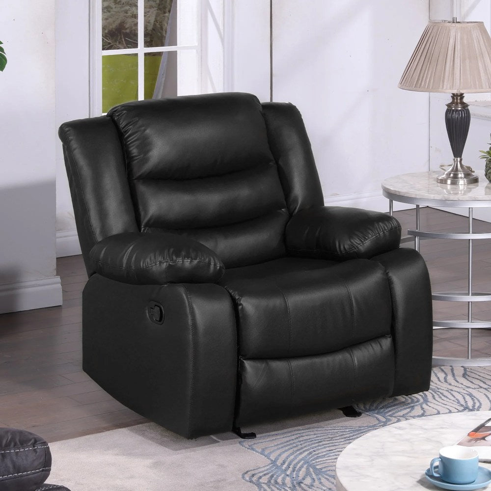 TrumanPick Manual Leather Rocker Recliner Chair, Black