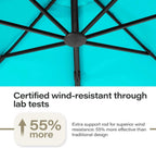 LAUSAINT HOME 11 FT Beige Curvy Cantilever Patio Umbrella With Base