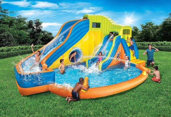 BANZAI Pipeline Twist Kids Inflatable Aqua Splash Park With Slides