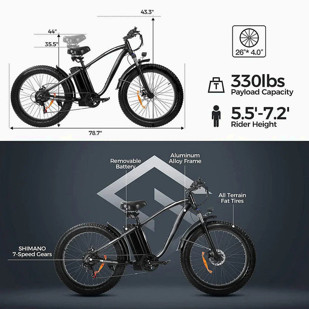 Electric Mountain Bike With 48V/15Ah Lithium Battery - 750W
