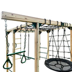 Orangutan-Themed Timber Climbing Cube Jungle Gym Playset With Swings
