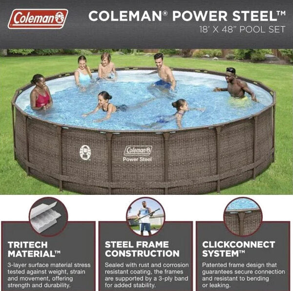 Coleman 18 x 48 Power Steel Frame Above-Ground Swimming Pool Set