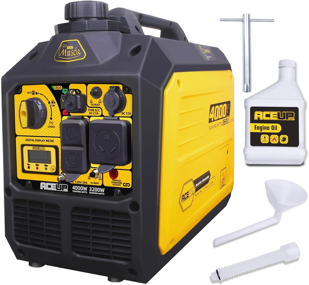Aceup Portable Gas Inverter Generator 4000 Peak Watts 149cc RV-Ready