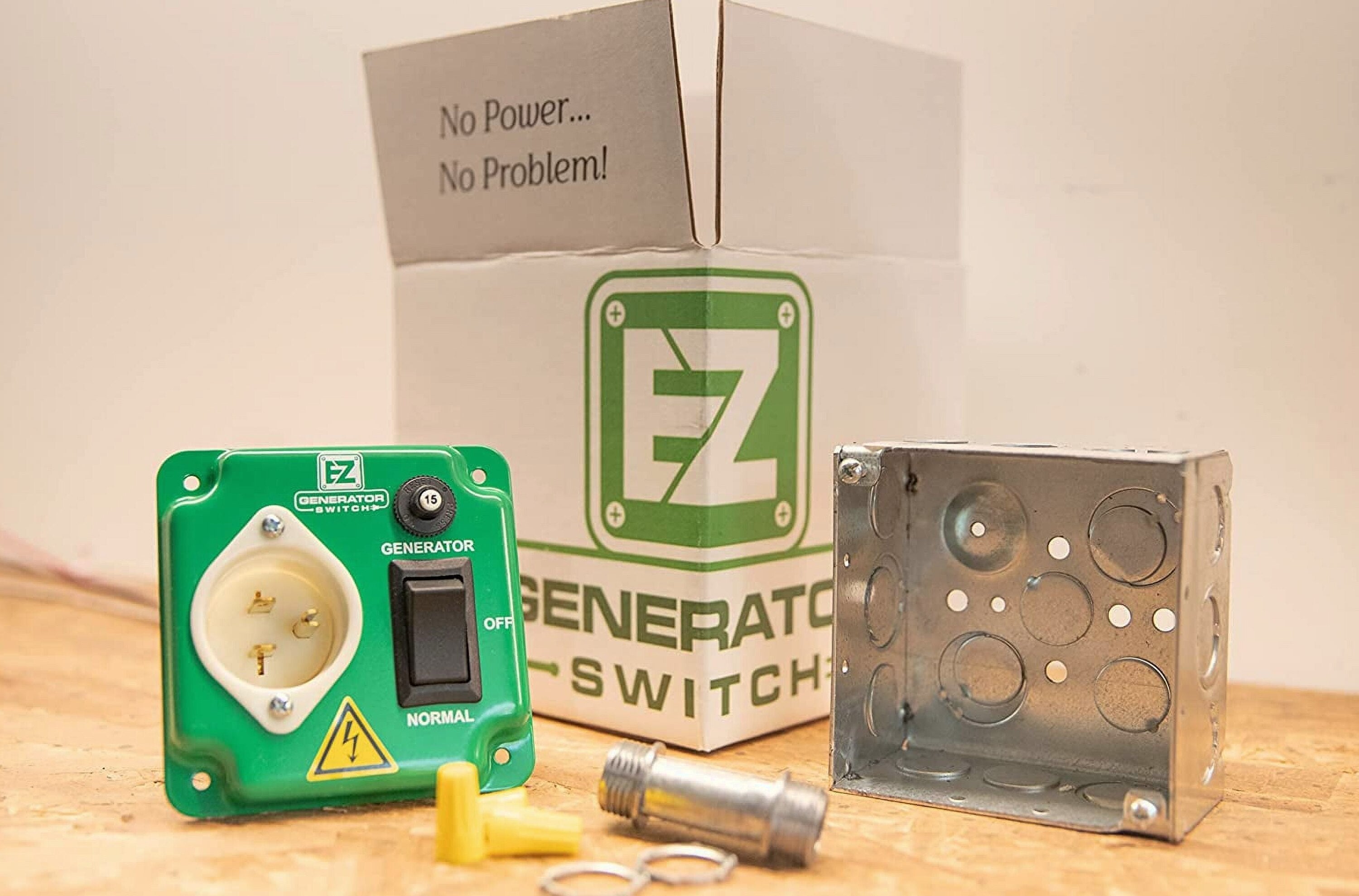 EZ Generator Switch 15A 125V Green Manual Transfer Electrical Switch