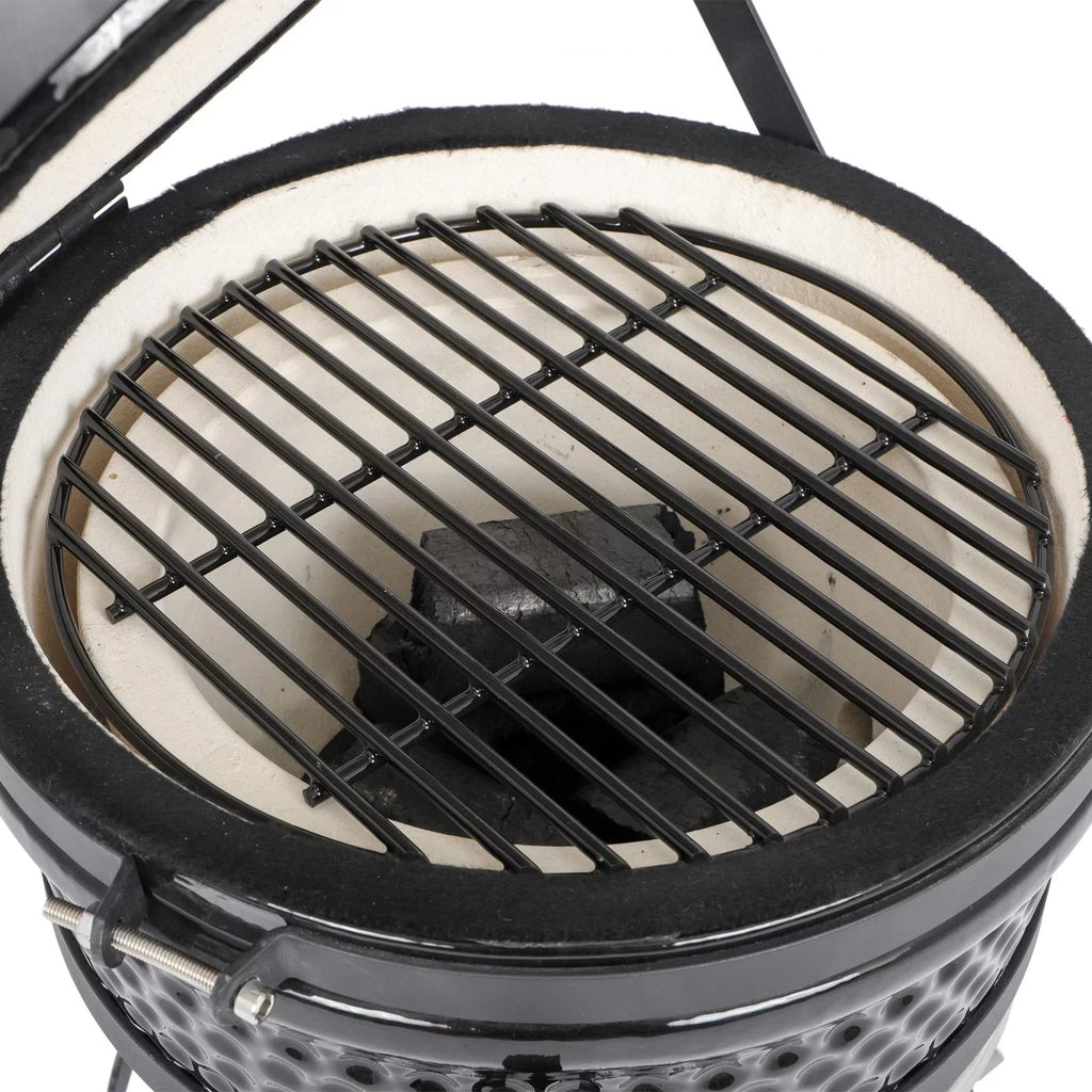 SalonMore 13in Round Ceramic Charcoal Grill - Black