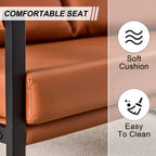 Modern Two-Seater Sofa Chair With 2 Pillows, PU Leather, Brown - SF-D008