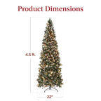 Best Choice Products 6ft Pre-Lit Partially Flocked Pencil Christmas Tree With 250 Lights And Pine Cones