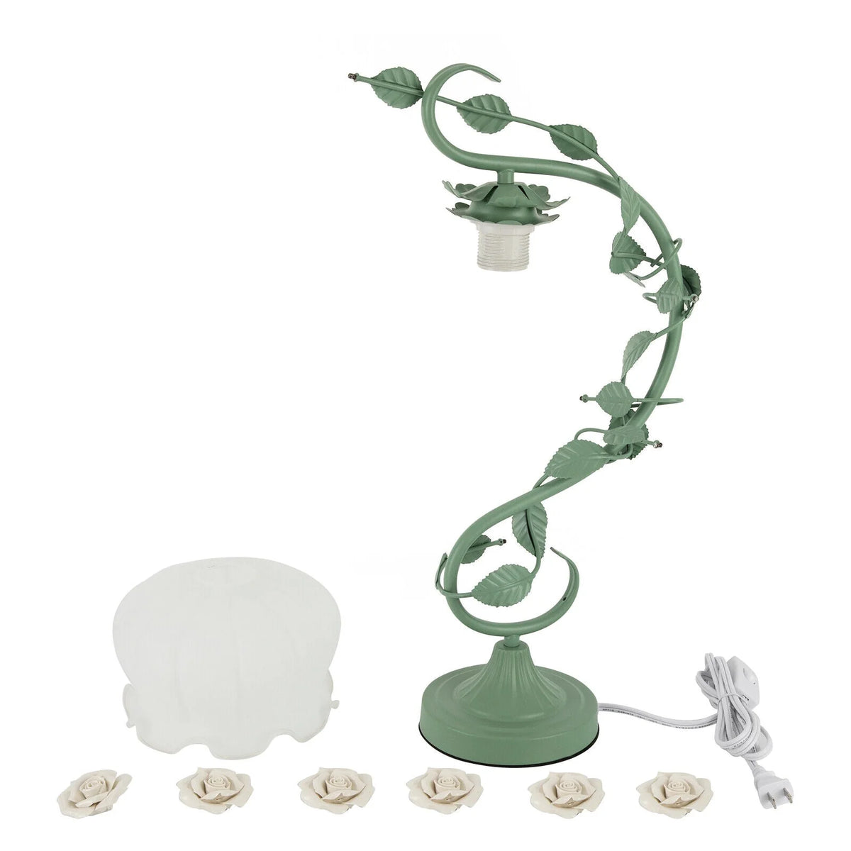 Rose Flower Table Lamp, Green, 60W Max