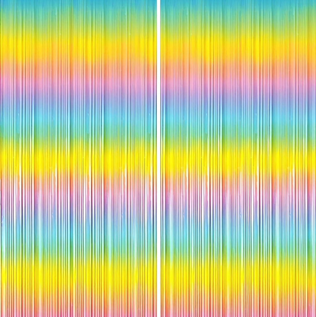 Sm:)e 2-Pack Light Bright Silver Foil Fringe Curtains for Events - Birthday, Wedding, Graduation, Christmas, Baby Shower, various festivals Decor Photo Booth Fun!