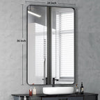 Framed Wall Vanity Mirror With Rounded Corners, 1 Piece