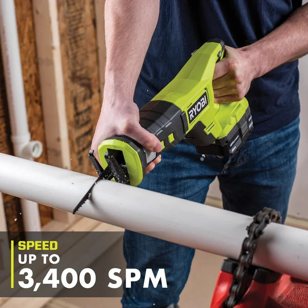 RYOBI 18V ONE+ Reciprocating Saw - 1" Stroke Length and 3,400 SPM