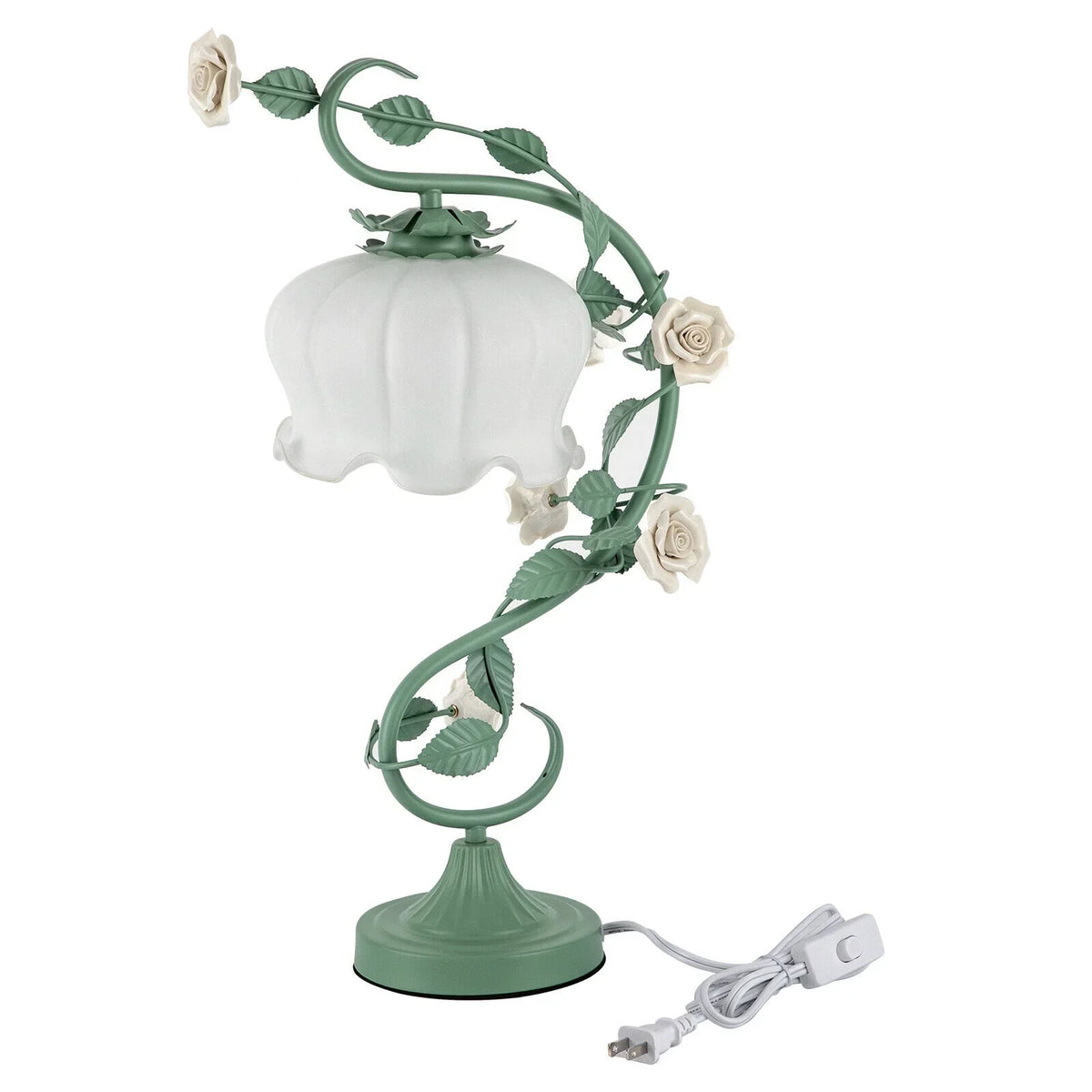 Rose Flower Table Lamp, Green, 60W Max