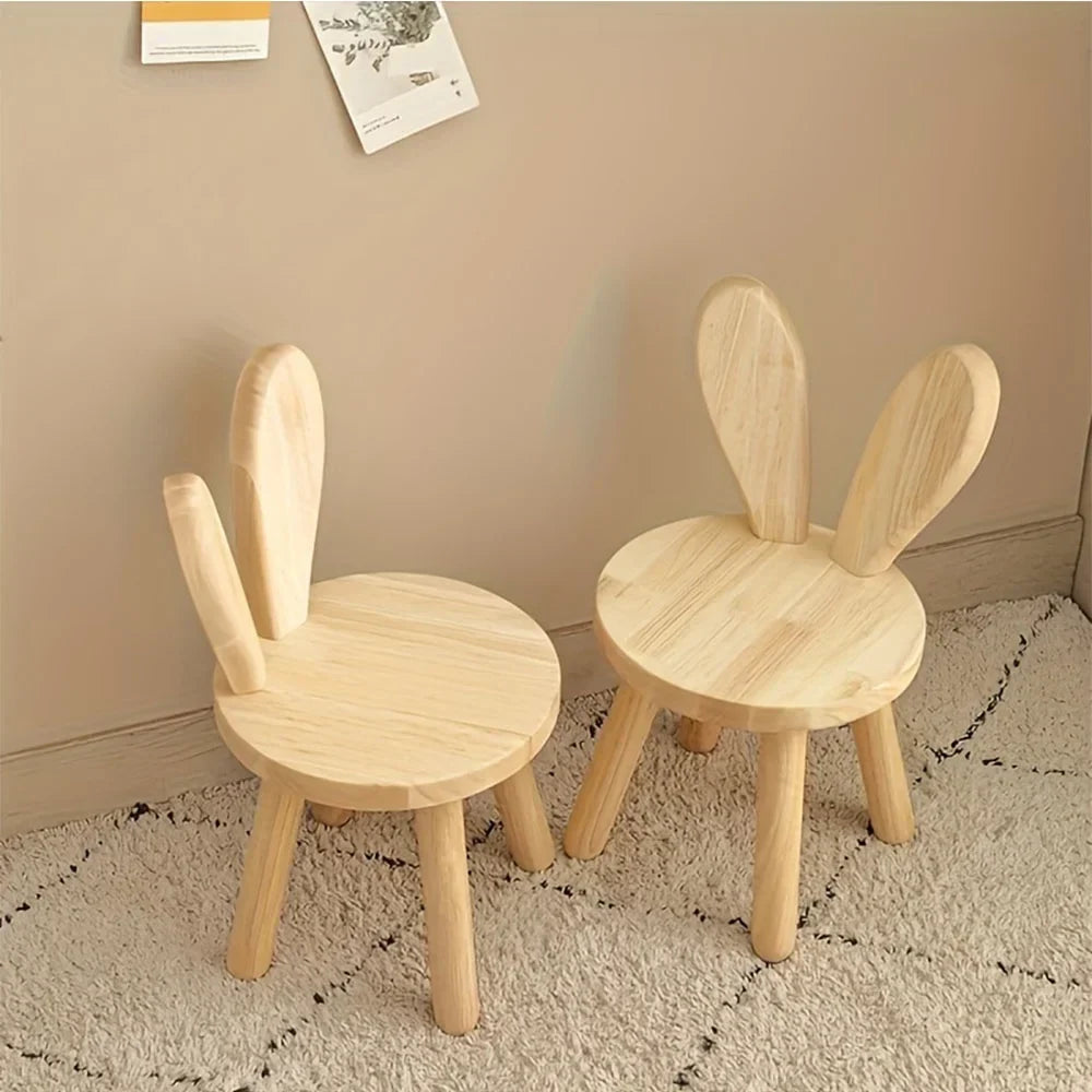 Ecoboom Wooden Rabbit Ears Stools, 2pcs - Rubber Wood
