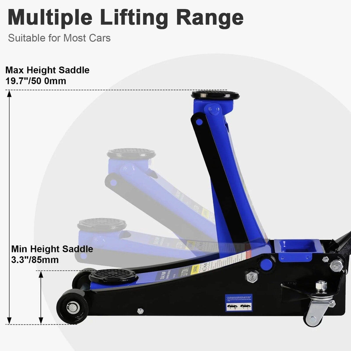 3 Ton Low Profile Hydraulic Floor Jack, 6000 lbs, 5.1-20 Lift Range