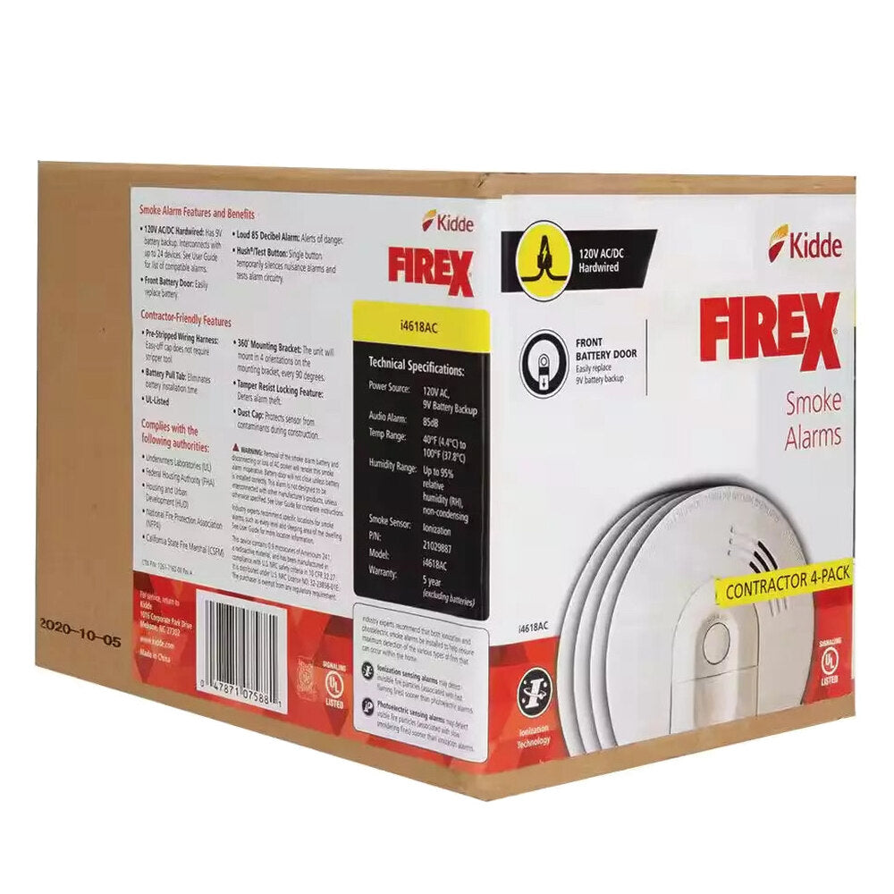 Firex Hardwired Ionization Smoke Detector 4-Pack - i4618