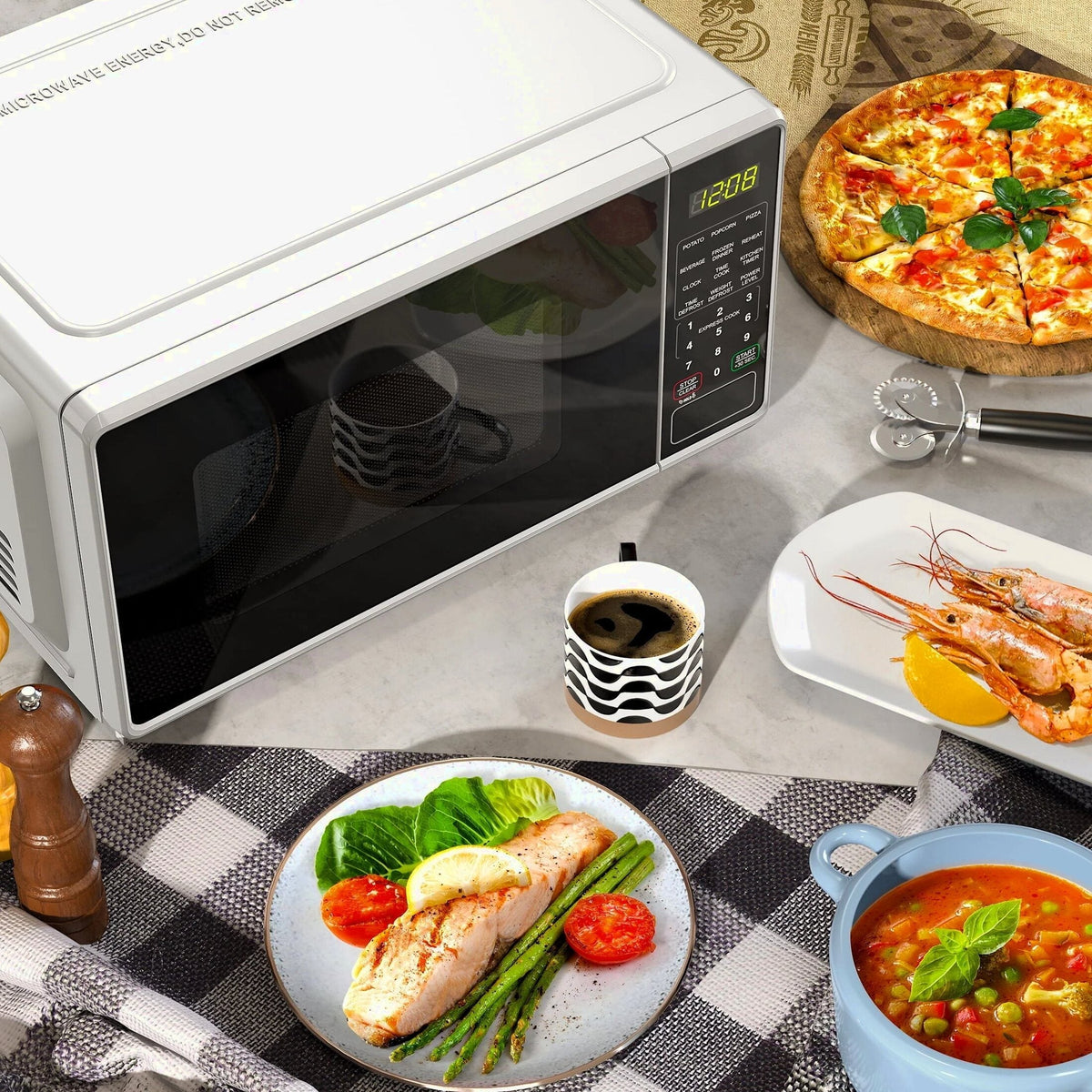 Mainstays Countertop Microwave Oven 0.7 Cu Ft 700 Watts White - MSF0W100072352